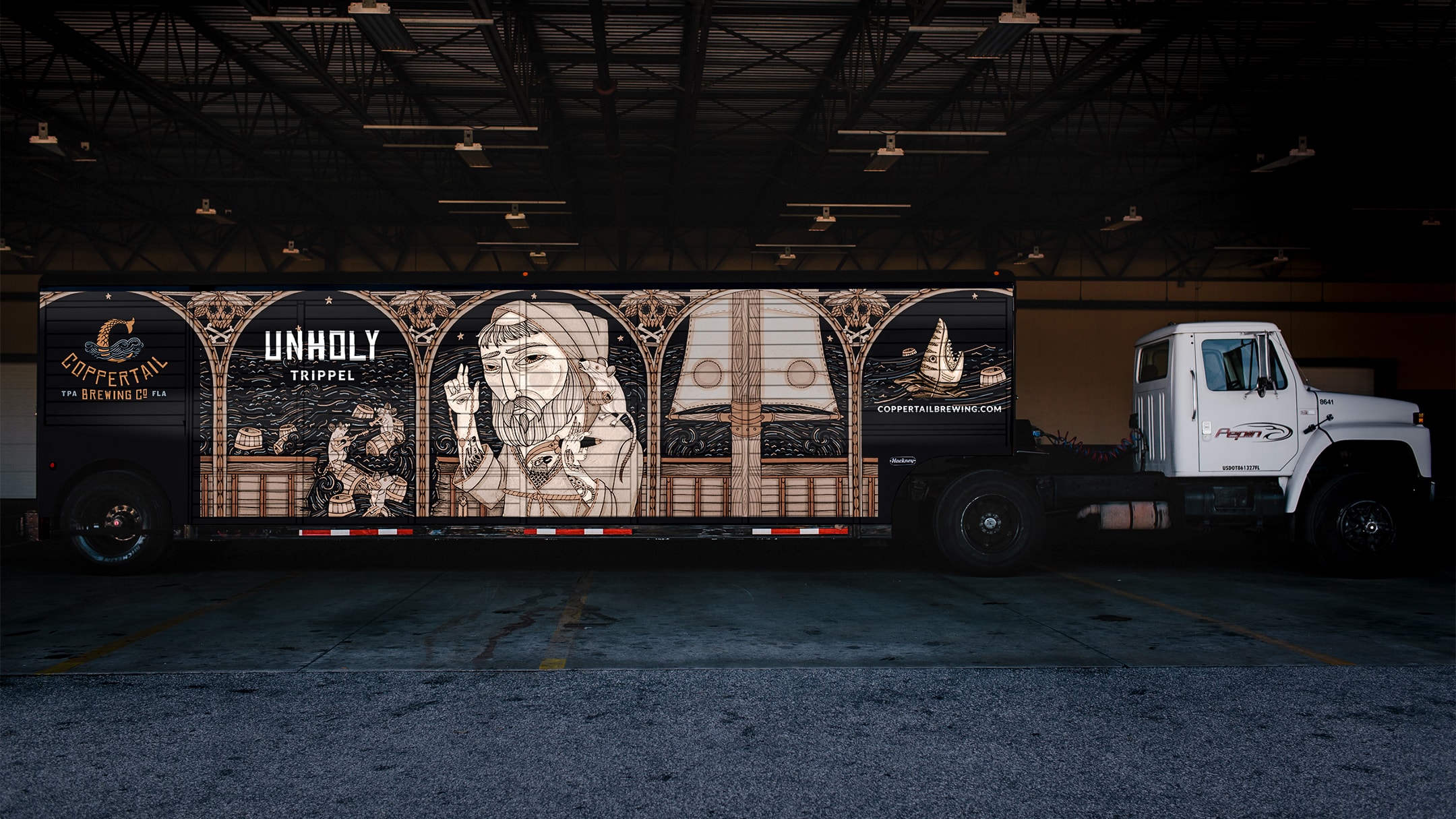 Coppertail brand wrapped truck