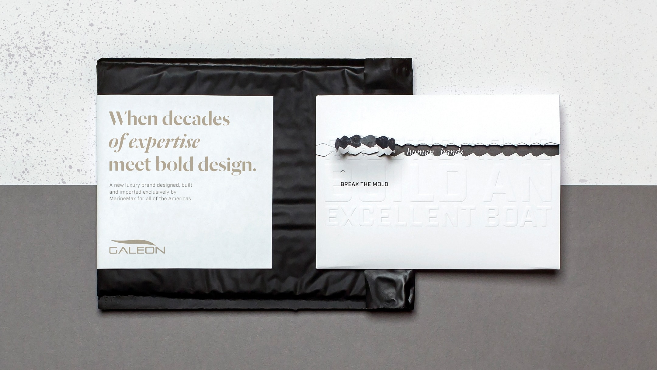 Galeon Yachts packaging created for their break the mold yacht campaign.