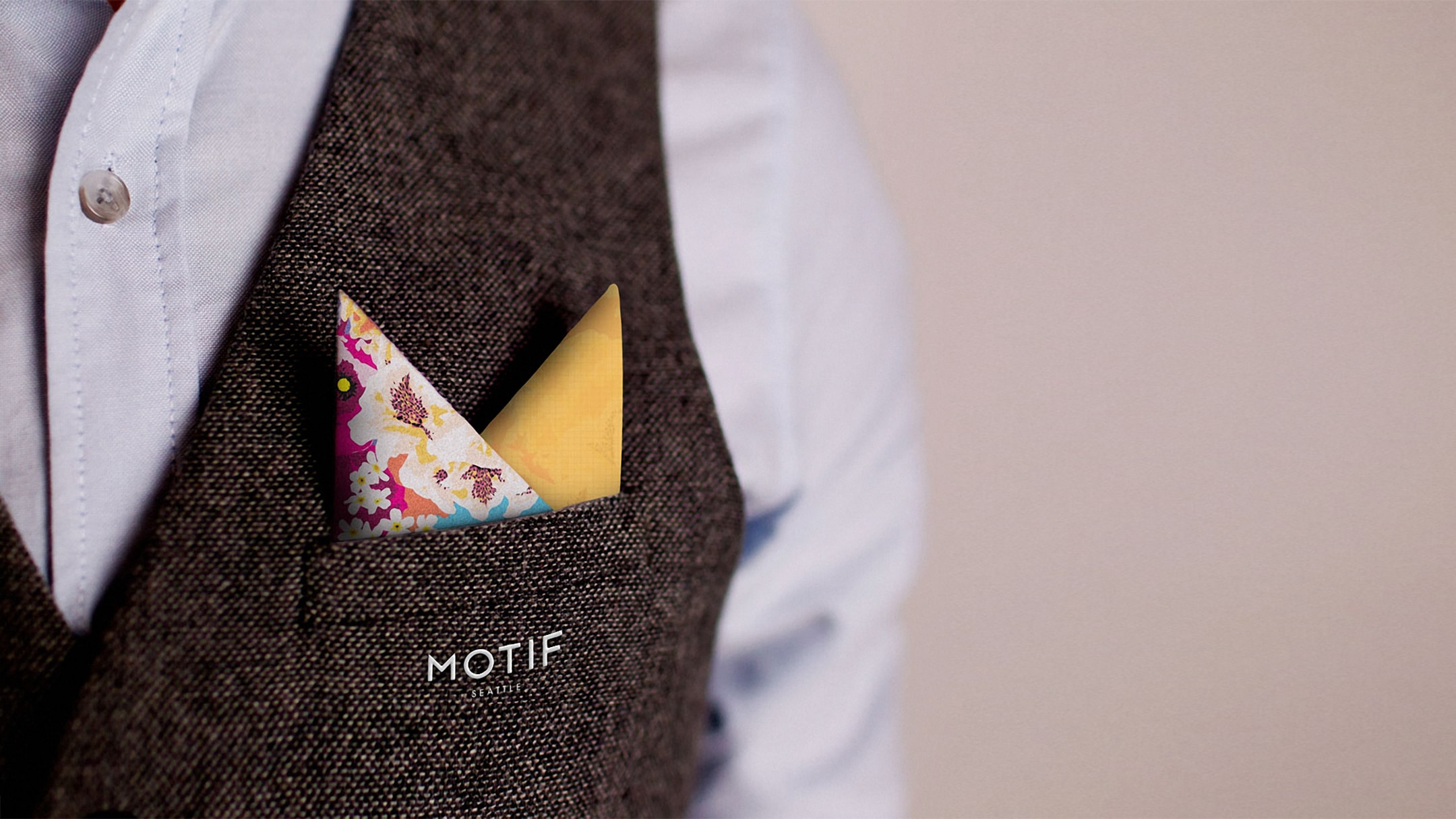 Motif Seattle pocket square - a hospitality branding element.