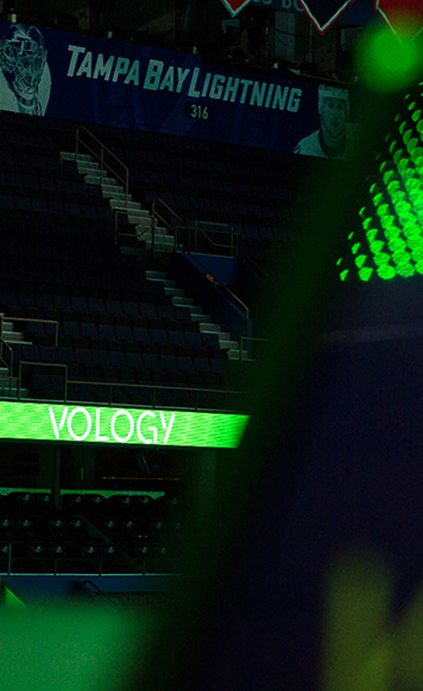 Vology banner at sports arena