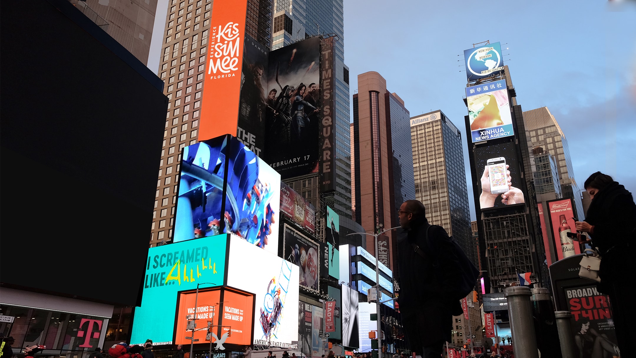 Example of our creative campaign and media planning for Experience Kissimmee's winter campaign. This set of ads was featured in a digital take over of Times Square.