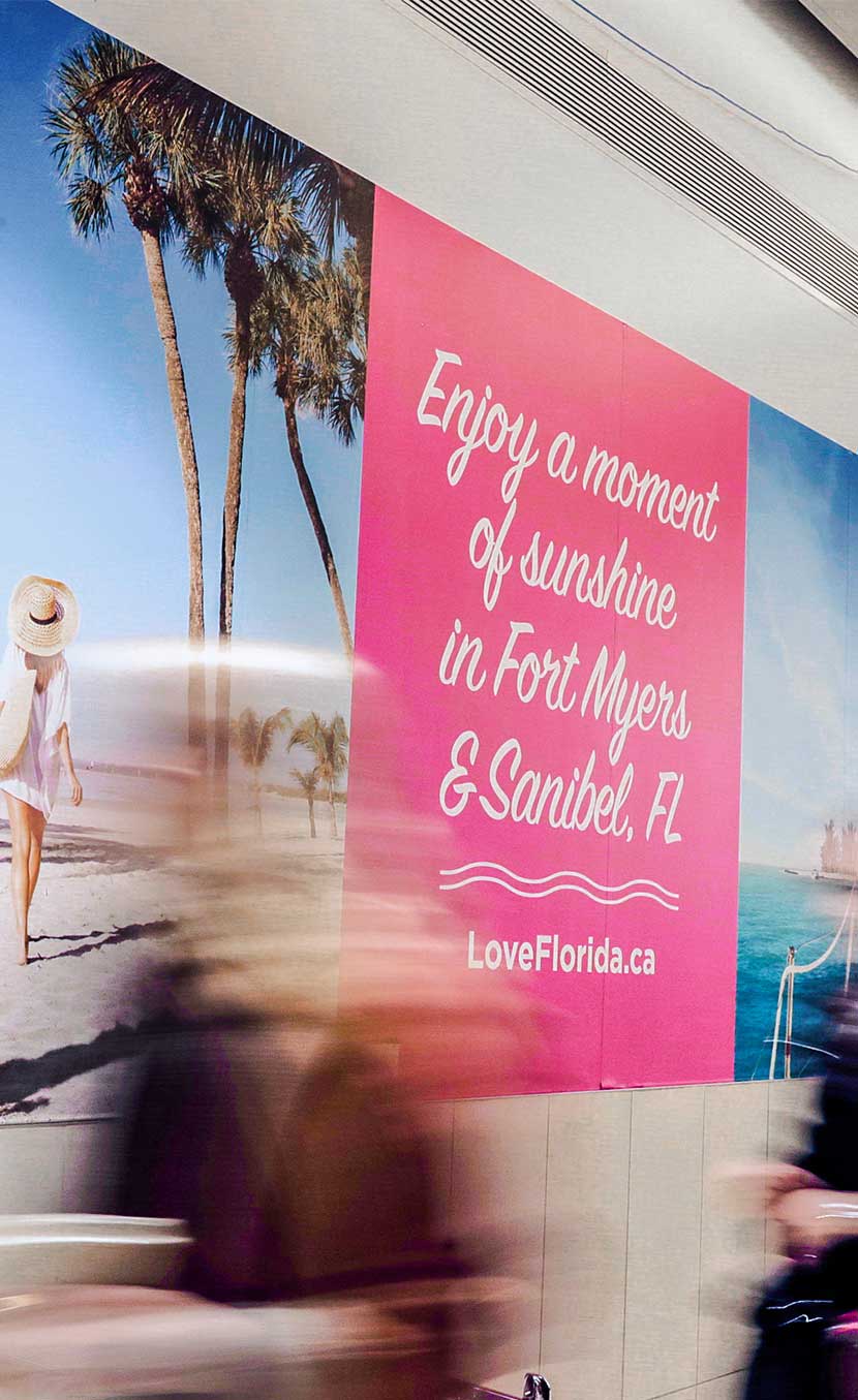 Florida Day in Canada's Integrated Marketing Campaign Creative Example - Train Station Banner