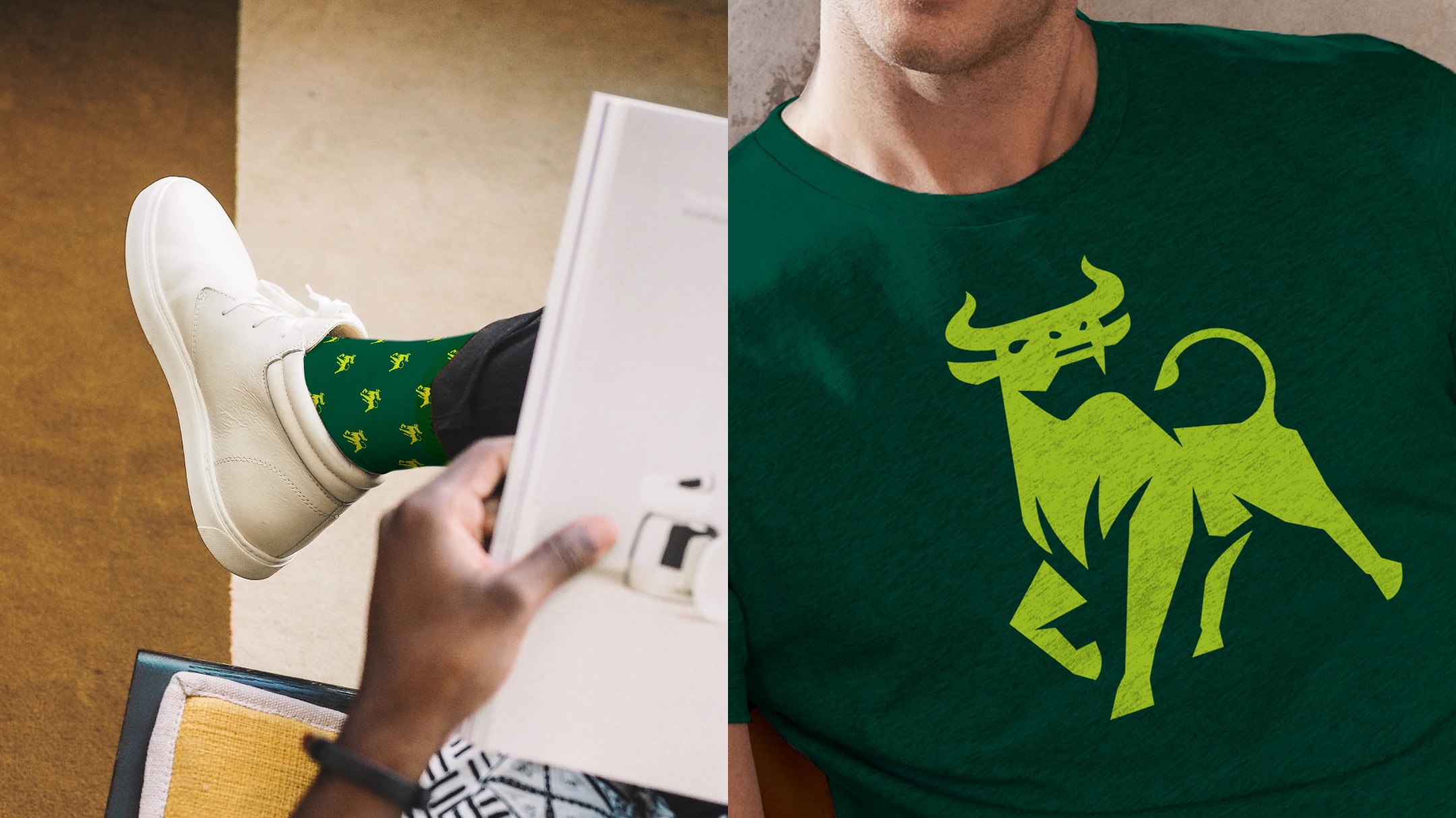 Examples of how USF's new academic logo can be applied to apparel