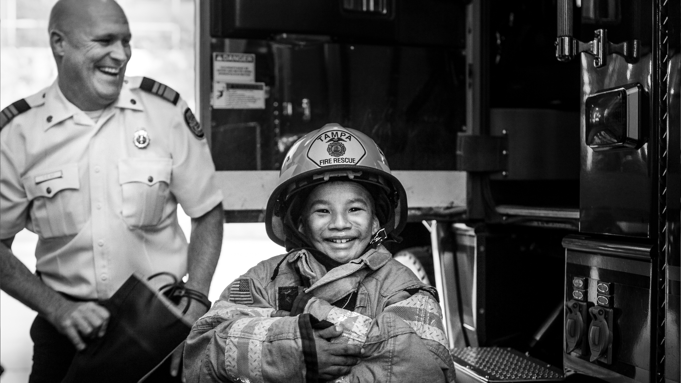 Make-A-Wish Boy In Fireman's Suit