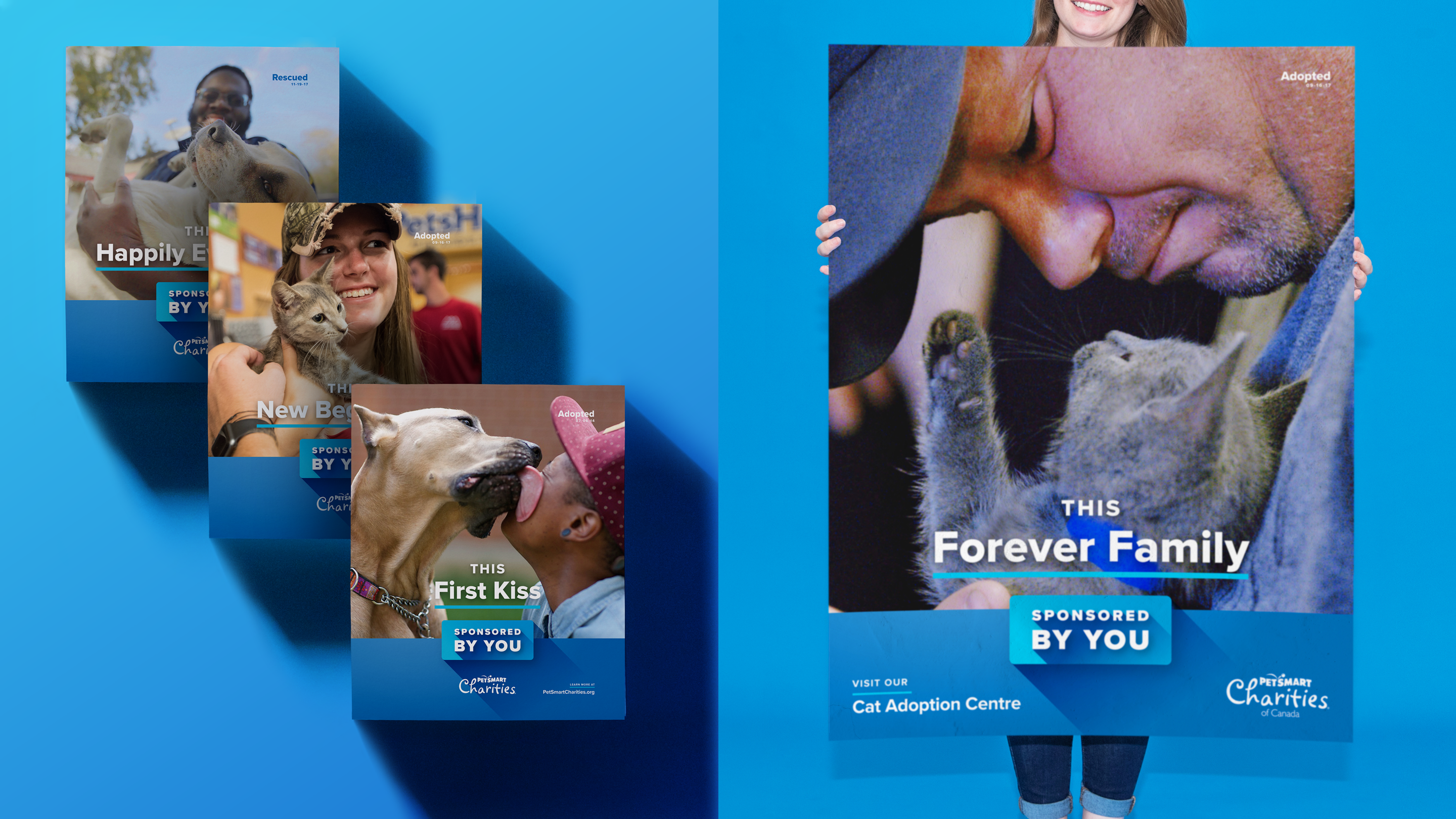 Examples of posters created for the petsmart charities integrated campaign